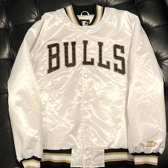 Mens Large New Chicago Bulls Black label starter jacket - Picture 1 of 4